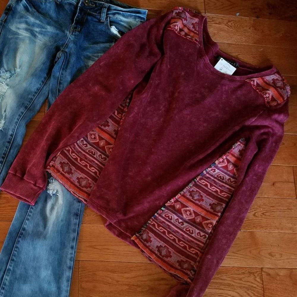 Aztec acid wash sweatshirt